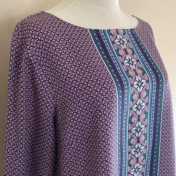 Talbots Print Tencel Tunic Blouse - Picture 2 of 11